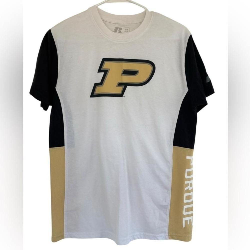 Russell Women's Purdue T-shirt White/Black/Gold Size Medium
